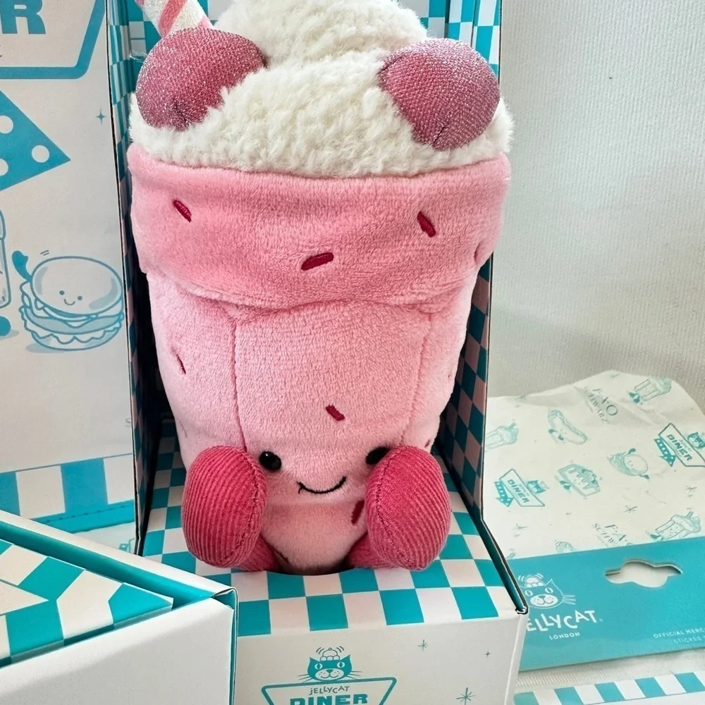 100% Authentic Jellycat Diner Bubbeca Milkshake & Cheesecake from FAO (NWT)